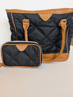 Callaway Women's Uptown Tote Bag with Travel Clutch Black/Tan